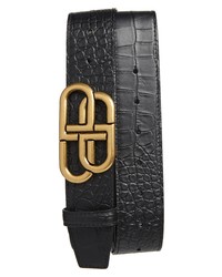 Balenciaga Bb Extra Large Leather Belt In Black At Nordstrom