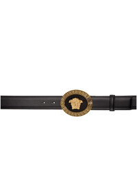 Versace Black And Gold Oval Medallion Belt