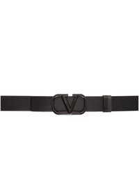 Valentino Garavani Black And Grey Lacquered Vlogo Belt