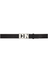 DSQUARED2 Black And Silver Icon Plaque Belt