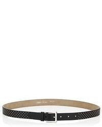 Jimmy Choo Bright Calf Leather Belt With Silver Micro Studs