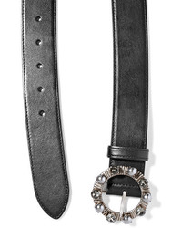 Miu Miu Embellished Leather Belt Black