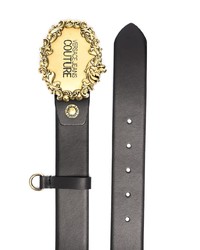 VERSACE JEANS COUTURE Engraved Logo Buckle Leather Belt