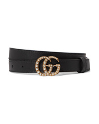 Gucci Faux Pearl Embellished Leather Belt