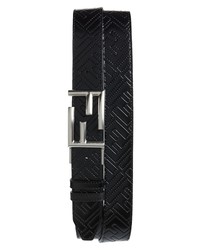 Fendi Ff Reversible Leather Belt In Blacksilver At Nordstrom