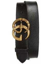 Gucci Gg Marmont Snake Buckle Leather Belt