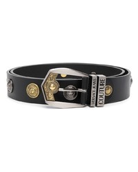 VERSACE JEANS COUTURE Logo Medallion Leather Belt