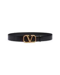 Valentino Garavani Vlogo Leather Belt In Nero At Nordstrom