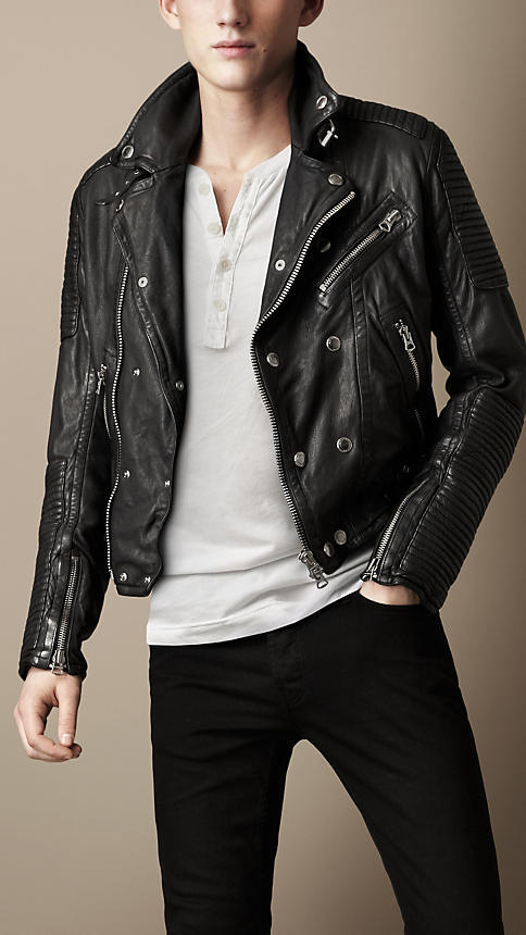 burberry leather biker jacket
