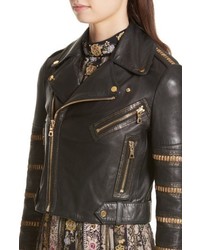 Alice + Olivia Cody Embellished Leather Moto Jacket