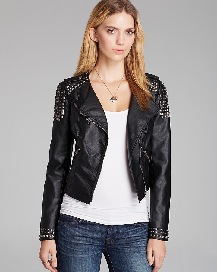 guess faux leather moto jacket women's