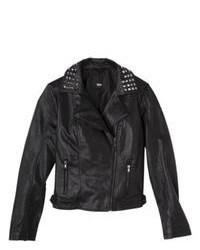 Mossimo Faux Leather Jacket W Studded Collar Black Xs