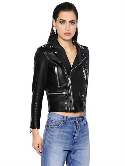 Saint laurent leather jacket on sale womens