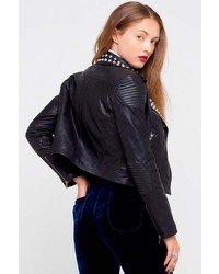 Motel Rocks Tammy Faux Leather Stud Jacket In Black