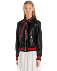 Gucci Embellished Nappa Leather Bomber Jacket