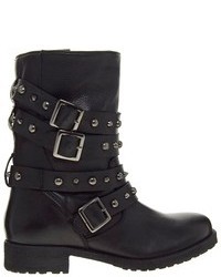 Asos Anytime Leather Biker Boots Black