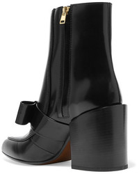 Marni Bow Embellished Leather Boots Black