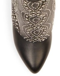 Givenchy Shark Lock Embellished Leather Fold Over Wedge Boots