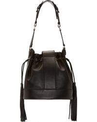 Versace Black Leather Bucket Bag