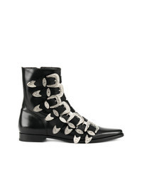 Black Embellished Leather Chelsea Boots