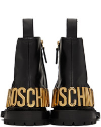 Moschino Black Maxi Lettering Zip Up Boots