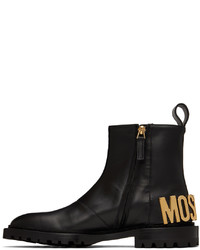 Moschino Black Maxi Lettering Zip Up Boots