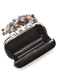 Alexander McQueen Beetle Embellished Leather Knuckle Box Clutch