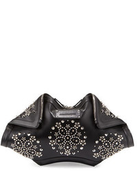Alexander McQueen De Manta Embellished Leather Clutch Bag Black