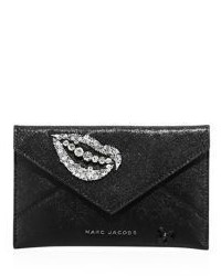 Marc Jacobs Hand To Heart Embellished Leather Envelope Clutch
