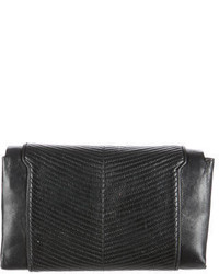 Judith Leiber Leather Embroidered Chevron Clutch