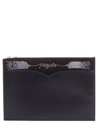 Olympia Le-Tan Medium Embellished Leather Zip Pouch
