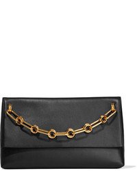 Michael Kors Michl Kors Collection Mia Chain Embellished Leather Clutch Black