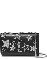 Saint Laurent Monogramme Kate Medium Crystal Embellished Leather Shoulder Bag Black