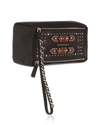 Givenchy Small Pandora Wristlet Bag In Embellished Black Textured Leather