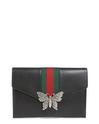 Gucci Totem Crystal Embellished Butterfly Leather Clutch