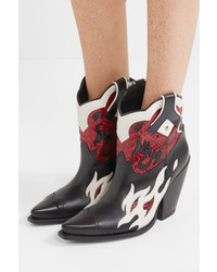 Valentino Garavani Ranch 95 Leather And Python Ankle Boots
