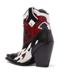 Valentino Garavani Ranch 95 Leather And Python Ankle Boots