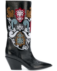 Casadei Patch Embellished Cowboy Boots