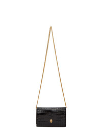 Alexander McQueen Black Croc Mini Skull Bag