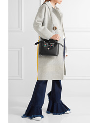 Fendi Dotcom Petite Embellished Leather Shoulder Bag Black