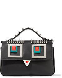 Fendi Double Baguette Micro Embellished Leather Shoulder Bag Black