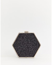 Warehouse Hexagon Across Body Bag In Black Glitter