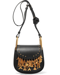 Chloé Hudson Mini Embellished Leather Shoulder Bag Black