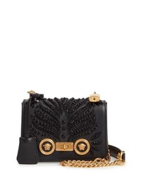 Versace Small Icon Crystal Embellished Leather Crossbody Bag