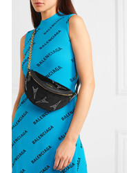 Balenciaga Souvenir Xxs Aj Crystal Embellished Velvet And Leather Belt Bag
