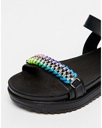 Love Moschino Black Chain Detail Flat Sandals