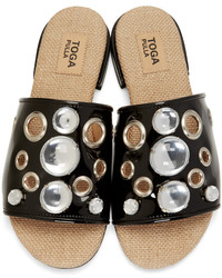 Toga Pulla Black Embellished Slide Sandals