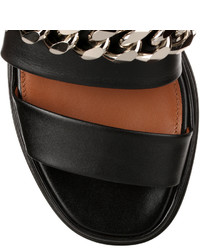 Givenchy Black Leather Chain Flat Sandal