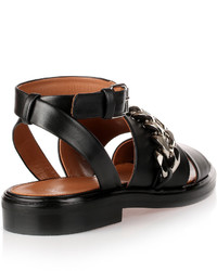 Givenchy Black Leather Chain Flat Sandal