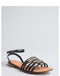 Madison Harding Brown Leather Arty Cage Flat Sandals